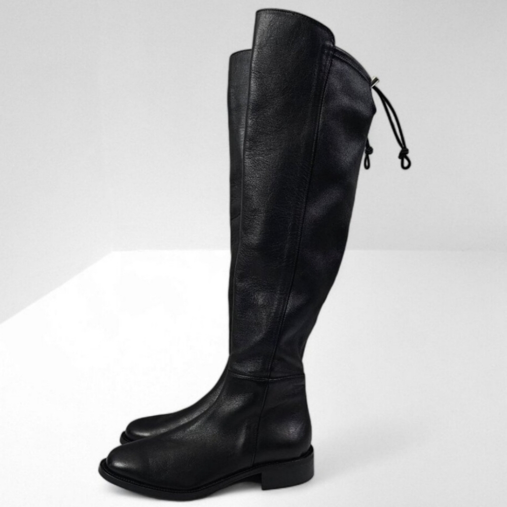 Aquatalia Norina Over The Knee Boot Womens 7 Black Leather Waterproof Zip NEW